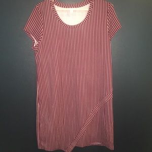 Ambar Maroon Vertical Striped Dress